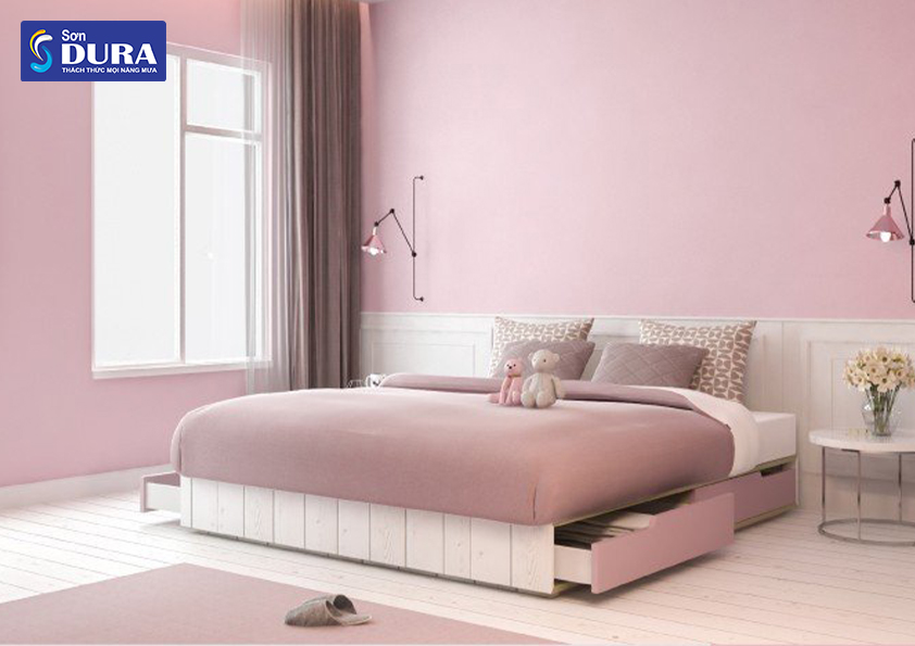 sơn phòng ngủ màu hồng