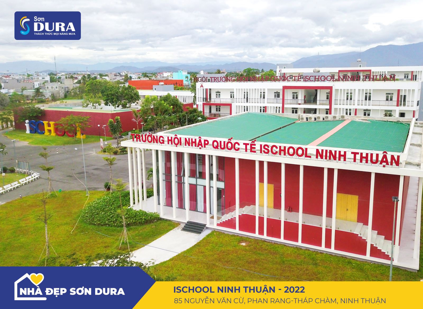 Các công trình trường Đại học Hoa Sen, ISCHOOL Ninh Thuận sử dụng màu sơn đỏ đậm của Sơn Dura.