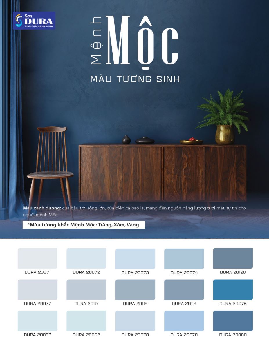 bảng màu sắc phỏng thuỷ cho người mệnh mộc