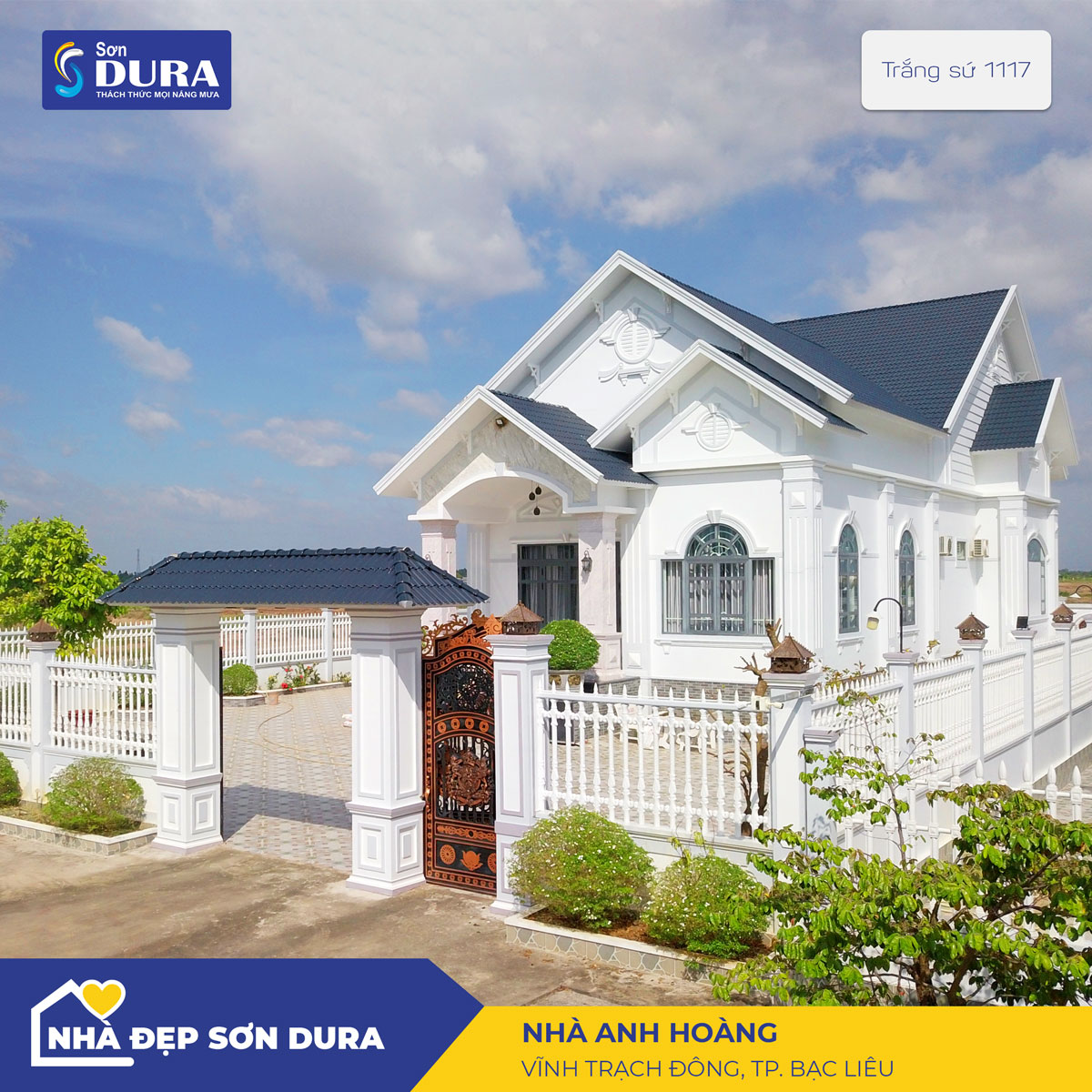 Màu sơn ngoại thất trắng sứ phù hợp với villa, biệt thự...