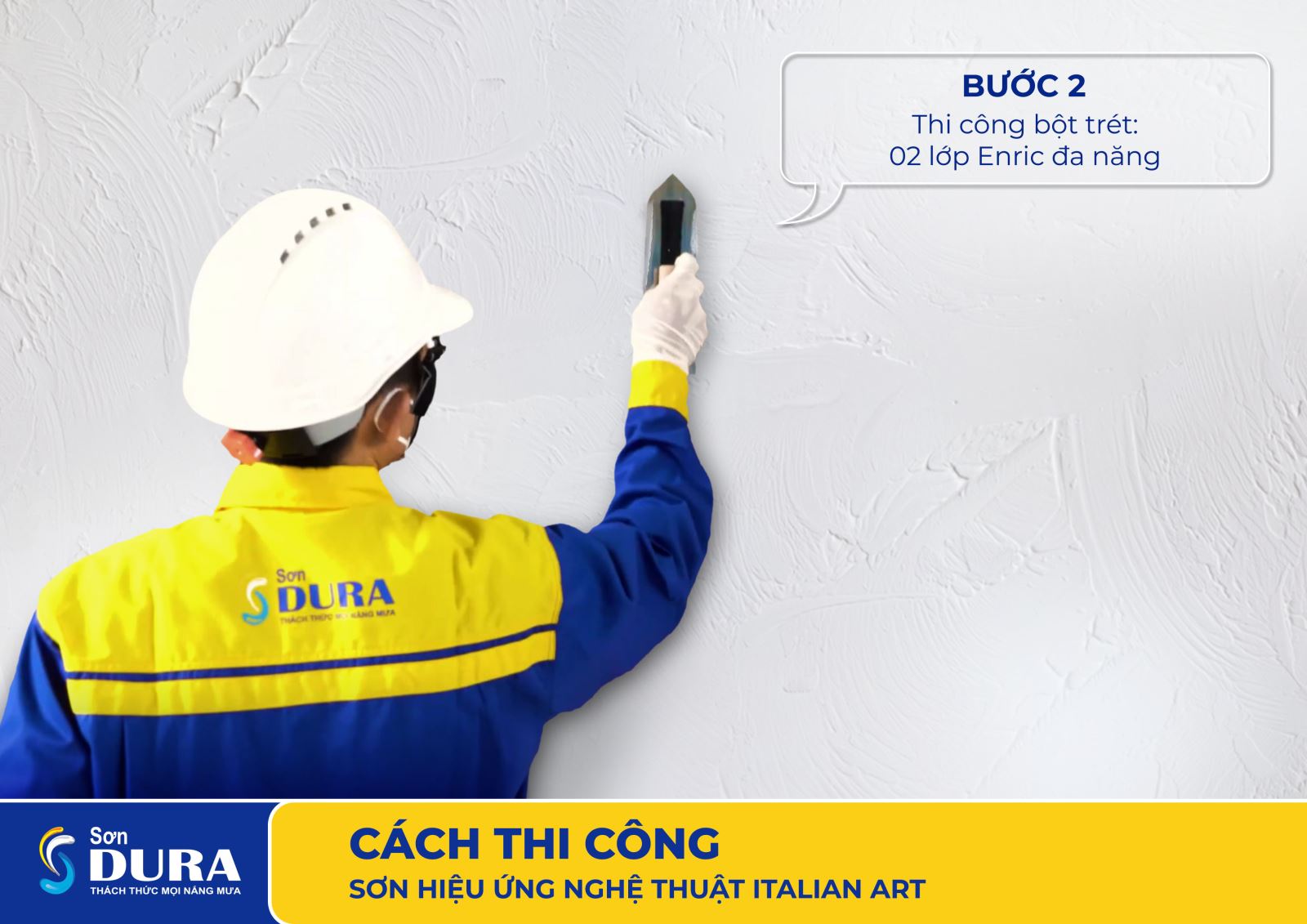 Bước 2: Thi công bột trét: 02 lớp Enric đa năng