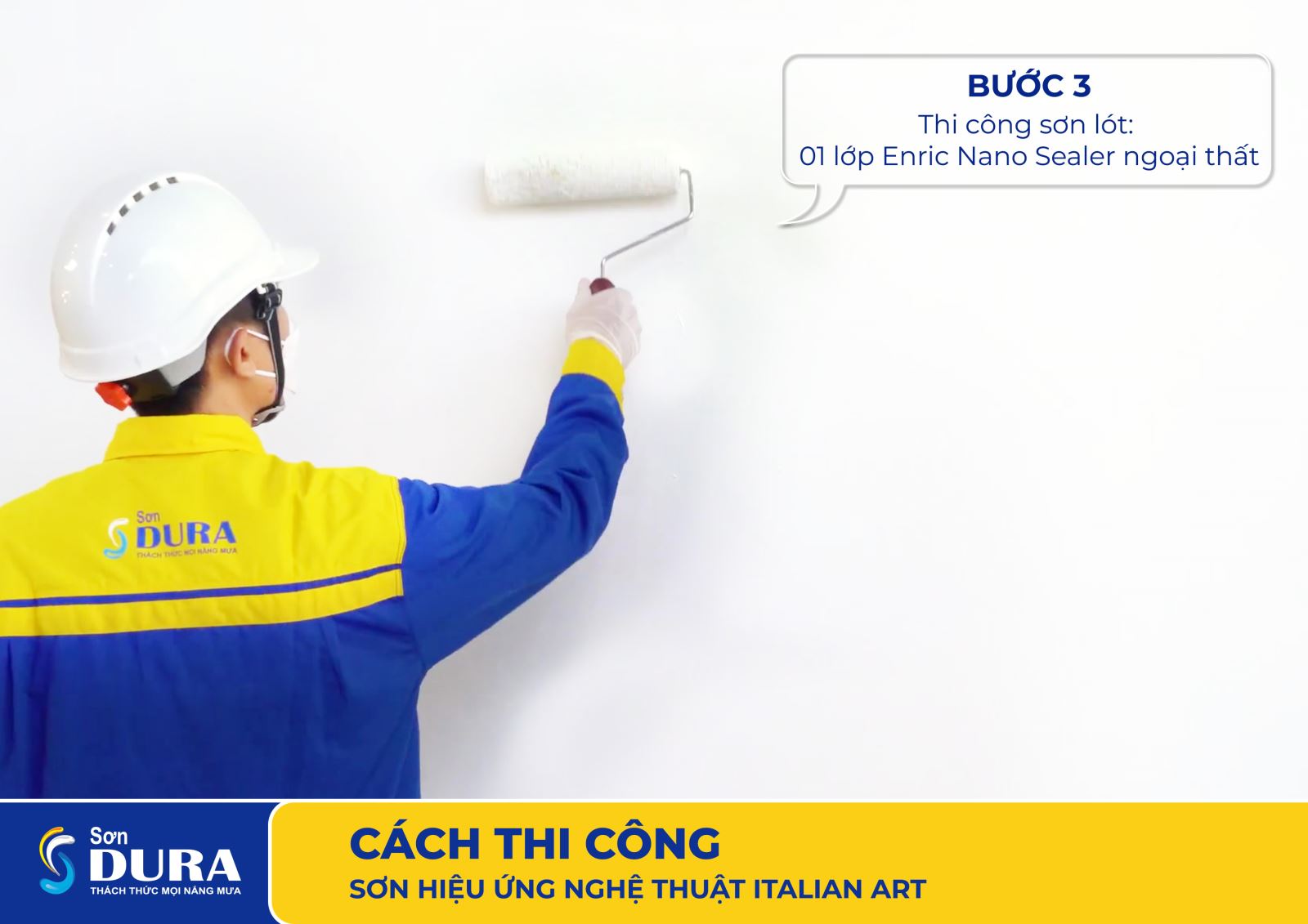 Bước 3: Thi công sơn lót 01 lớp Enric Nano Sealer ngoại thất